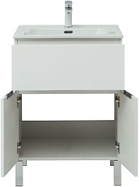 Aquanet Тумба под раковину Алвита New 60 1 ящик 2 дверцы белая матовая – фотография-3